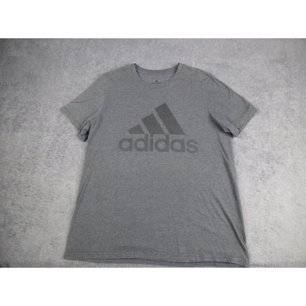 Adidas Amplifier Tee Mens Large Gray Heathered Short Sleeve Logo T-Shirt L